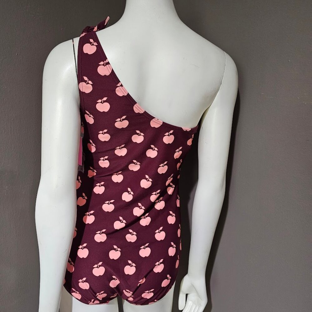 Kate Spade New York Fruit Print One Shoulder One Piece Swimsuit Deep Plum - Picture 4 of 12